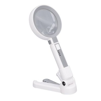 5X 11X Magnifying Glass with Light and Scale Stand, Foldable Handheld Magnifying Glass 18 LED Lights with 3 Brightness, USB Charging, for Close Work, Seniors Reading