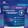 HydroMATE Electrolytes Powder Drink Mix Packets Hydration Accelerator Low Sugar Rapid Party Relief Recovery Vitamin C Plus Caffeine Grape 16 Count view 1