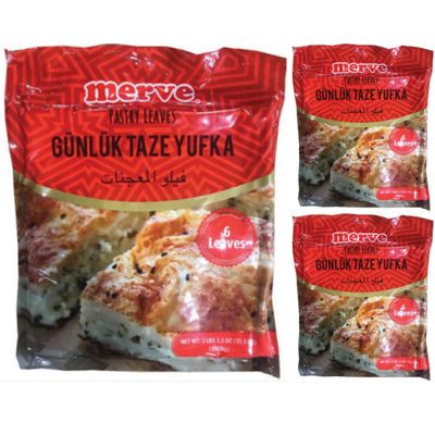 Merve Daily Fresh Pastry Leaves phyllo dough pastry 1000 Gram x 3 Packs