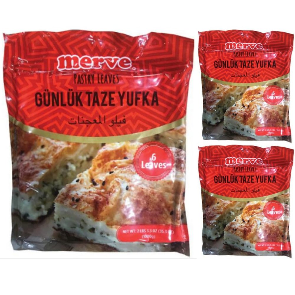Merve Daily Fresh Pastry Leaves phyllo dough pastry 1000 Gram x 3 Packs