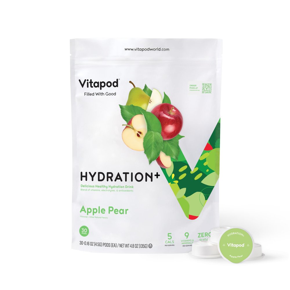 Vitapod Hydration+ Apple Pear Healthy Hydration Mix - 30 Pods - Electrolytes, Antioxidants, Vitamin C, A, D, E - Water Enhancer and Beverage Mix Packet