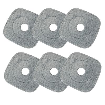 6 Pack 9 Inch Square Microfiber Pad Refill Compatible with True & Tidy Thick SPIN-800 TrueClean Mop, M16 and Most Square Spin Mop, Bucket - Grey