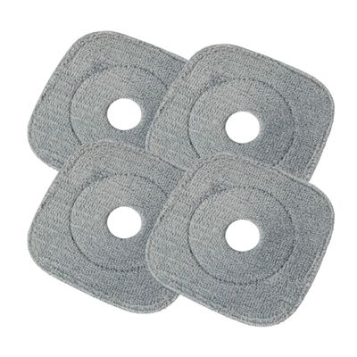 4 Pack 9 Inch Square Microfiber Pad Refill Compatible with True & Tidy Thick SPIN-800 TrueClean Mop, M16 and Most Square Spin Mop, Bucket - Grey