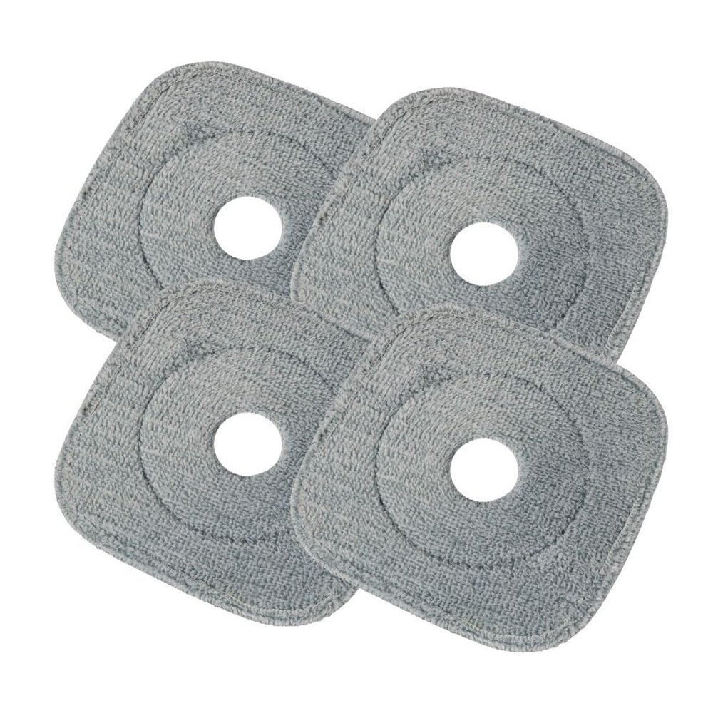 4 Pack 9 Inch Square Microfiber Pad Refill Compatible with True & Tidy Thick SPIN-800 TrueClean Mop, M16 and Most Square Spin Mop, Bucket - Grey