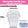 100 Pack 6 oz Plastic Cups with Dome Lids (No Hole),Crystal Clear PET Dessert Cups,Disposable Party Dessert Cups for Fruit,Parfait,Pudding,Yogurt,Ice Cream,Cold Drinks view 2