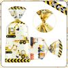 50 Pack Construction Party Favor Bags - Construction Theme Treat Bags, Truck Themed Cello Cellophane Gift Candy Goodie Bag with Gold Twist Ties for Kids Construction Birthday Party Supplies Favors view 3