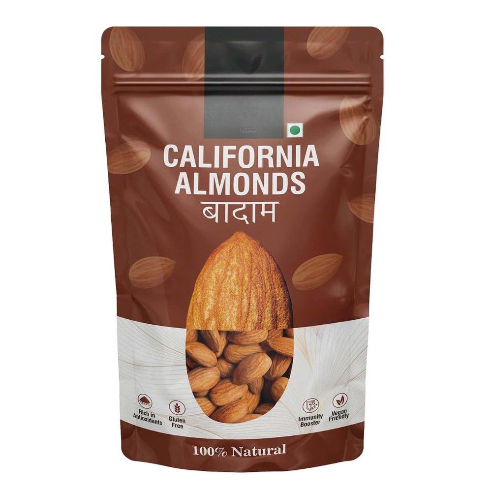 California Almond (Badam) Pouch, Dried, Low calorie, low sodium, ideal for weight watchers, Non-GMO, Gluten free - 400 gm