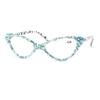 bullabulling Cat Eye Sparkling Rhinestone Reading Glasses for Women Crystal Eyewear Frames Female Trendy bling Diamond Reader (blue, 3.25, x) view 3