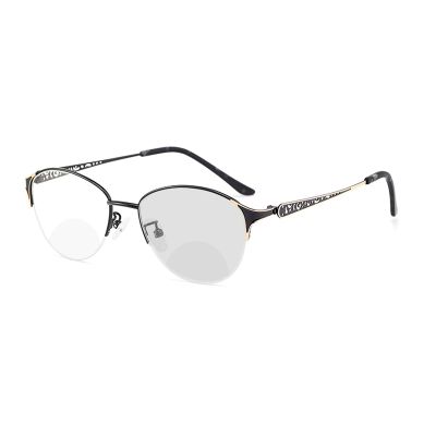 laureles/Photochromic Bifocal Reading Glasses Women's Sun Glasses Fashion Transition Metal Frame Presbyopia Female (Black, 0.00/+2.75 Magnification)