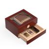 Desktop Cigar Humidor, Glass Top Cigar Humidor Spanish Cedar Wood Cigar Humidor Box with Hygrometer, Handcrafted Cigar Box holds 25-50 Counts, Humidor Cigar Box for Men Cigar Gifts, Walnut Texture view 1