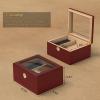 Desktop Cigar Humidor, Glass Top Cigar Humidor Spanish Cedar Wood Cigar Humidor Box with Hygrometer, Handcrafted Cigar Box holds 25-50 Counts, Humidor Cigar Box for Men Cigar Gifts, Walnut Texture view 4