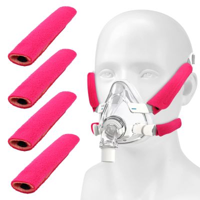 4pcs Headgear Strap Covers for CPAP, Soft Face Cushion Pads Reusable Mask Liners Reduce Indentation & Red Marks (Rose Red)