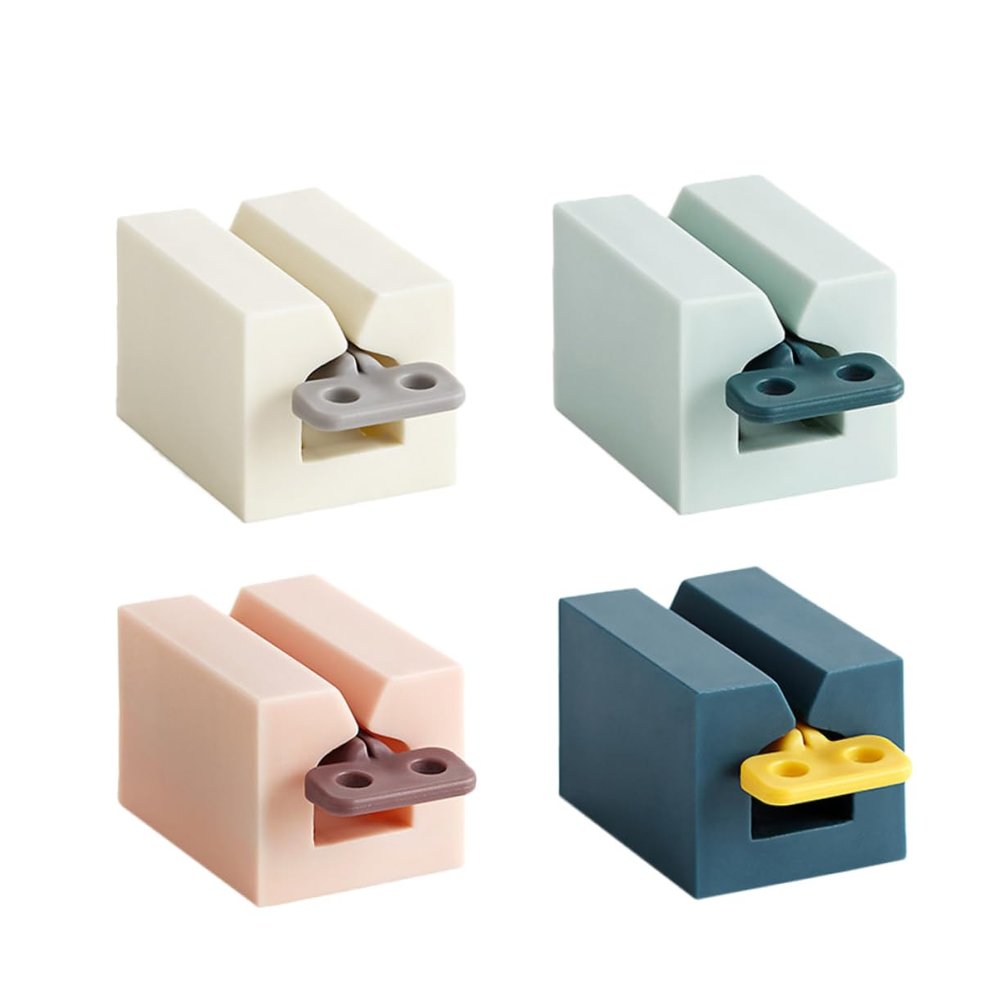 FRCOLOR 4pcs Plastic Toothpaste Squeezer Extruder for Easy Use Manual Tube Squeezer Dispenser White Pink Dark Blue Light Blue for Boys and Girls Bathroom Supplies