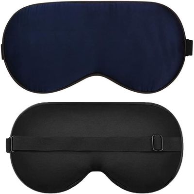 KAABETO Silk Sleep Mask, Silk Eye Mask with Adjustable Strap, Eye Mask for Sleeping,Blocks Light Reduces Puffy Eyes Ideal Gift (Color : B)