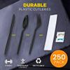 Cozy Luxe Home 250-Pack Plastic Cutlery Set - Fork, Spoon, Knife, Napkin, & Salt Pepper - Black Plastic Cutlery Packets | Plastic Silverware Sets Individually Wrapped Cutlery Set Disposable, White view 2