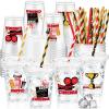 FoldTier 50 Pcs Movie Night Cups 12 oz Disposable Plastic Cups with Straws and Lids Cinema Clear mug Birthday mugs Supplies Birthday Table Decorations Party Favor view 1