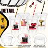 FoldTier 50 Pcs Movie Night Cups 12 oz Disposable Plastic Cups with Straws and Lids Cinema Clear mug Birthday mugs Supplies Birthday Table Decorations Party Favor view 2