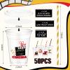 FoldTier 50 Pcs Movie Night Cups 12 oz Disposable Plastic Cups with Straws and Lids Cinema Clear mug Birthday mugs Supplies Birthday Table Decorations Party Favor view 3