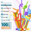200PCS Flexible Plastic Straws, Colorful Disposable Bendy Party Fancy Straws12.8inch Extra Long Straws Party Decorations view 3