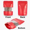 100 Pieces Resealable Mylar Bags, Stand Up Smell Proof Bags with Matte Window, Zipper Lock Foil Pouch Packaging (Red, 5.5 X 7.8 Inch) view 3