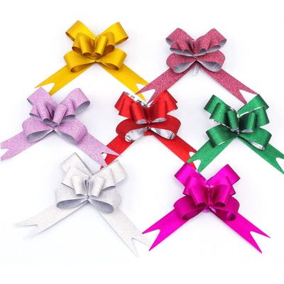 100Pcs Pull Bow, Bows for Flower Bouquets Wrapping Bows Pull Ribbon Bows Bouquet Bow Pull String Bows Knot Ribbon Strings for Gift