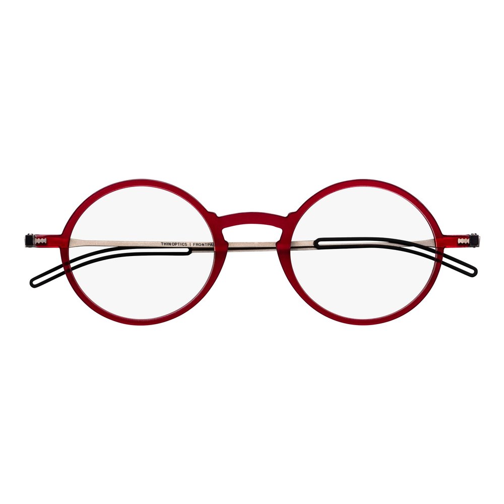 Always With You ThinOptics Reading Glasses - Ultra Thin, Durable, Lightweight - Optical Grade Lenses - Round Red 1.0x