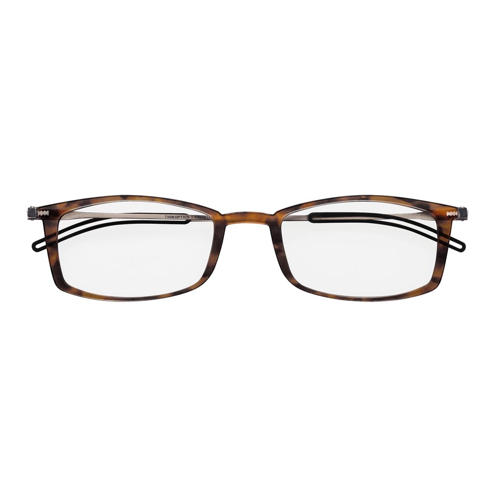 Always With You ThinOptics Reading Glasses - Ultra Thin, Durable, Lightweight - Optical Grade Lenses - Rectangular Tortoise 2.5x