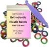 5/16 Inch Orthodontic Elastic Rubber Bands, 100 Pack, Bi-Color, Lightweight 4.5 Ounce Small Rubberbands Dreadlocks Hair Braids Fix Tooth Gap, Free Elastic Placer for Braces (Light, 5-16) view 1