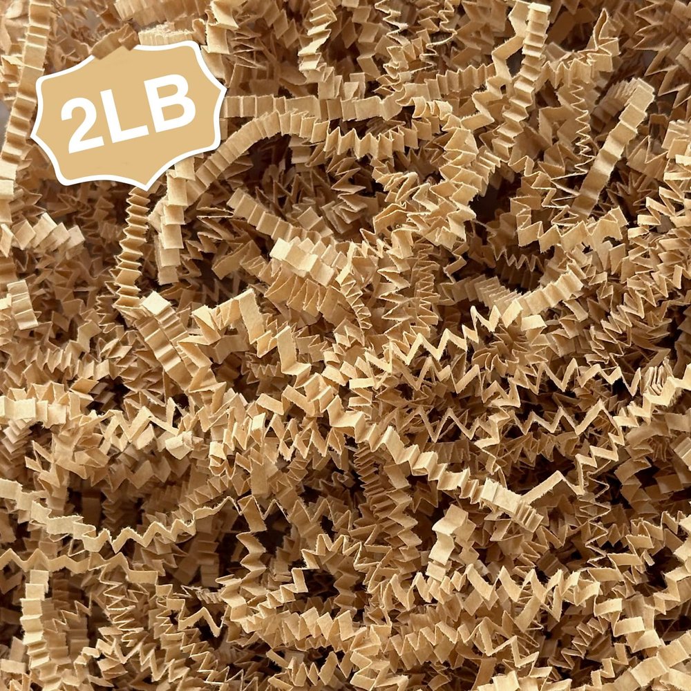 Corlcol 2LB Crinkle Cut Paper Shred Filler for Bag Gift Box Basket Confetti Paper Shreded Stuffing Decoration for Christmas Day Holiday Party(Kraft)