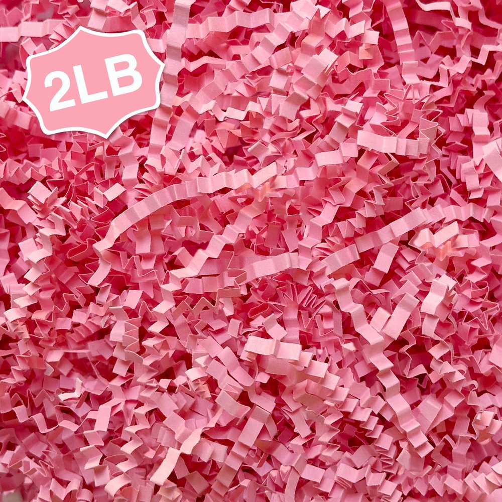 Corlcol 2LB Crinkle Paper Shred Filler for Gift Box Bag and Basket On Mother's Day(Pink)