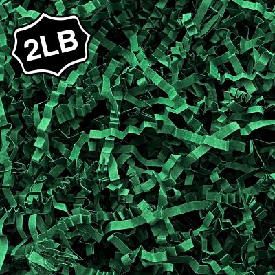 Corlcol 2LB Crinkle Paper Shred Filler for Bag Gift Box Basket Paper Shreded Stuffing Decoration for Christmas Day Holiday Party (Green)