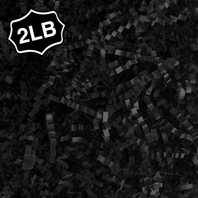 Corlcol 2LB Crinkle Cut Paper Shred Filler for Bag Gift Box Basket Confetti Paper Shreded Stuffing Decoration for Valentine's Day Holiday Party(Black)
