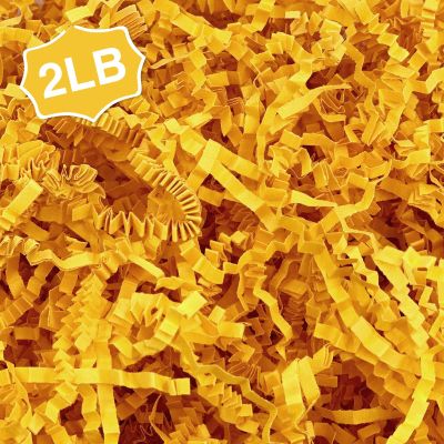 Corlcol 2LB Crinkle Paper Shred Filler for Gift Box Bag and Basket On Holidays(Orange-Yellow)