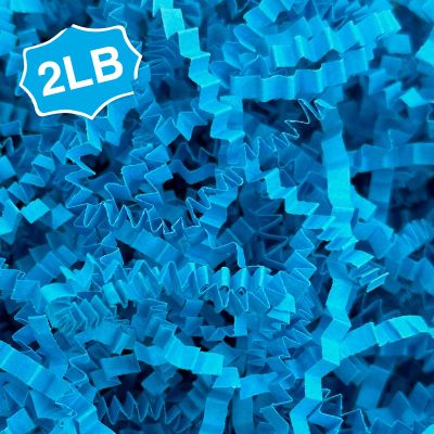 Corlcol 2LB Crinkle Cut Paper Shred Filler for Bag Gift Box Basket Confetti Paper Shreded Stuffing Decoration for Valentine's Day Holiday Party (Lake Blue)