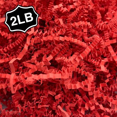 Corlcol 2LB Crinkle Cut Paper Shred Filler for Bag Gift Box Basket Confetti Paper Shreded Stuffing Decoration for Valentine's Day(Red)