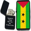 Flags of The World Nations UV Printed Windproof Oil Lighter - Personalized Custom Engraving on The Back P -T (Sao-Tome-and-Principe) - Christmas, Halloween & Valentines Day Gift view 1