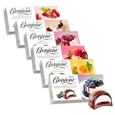 BONJOUR DESSERT *Konti* Assortment Selection Multiple BONJOUR DESSERT Konti Souffle Assortment Selection - Delicate Souffle Coated with Sugar Cookies & Soft Caramel - Gourmet Dessert Ideal for Gifting