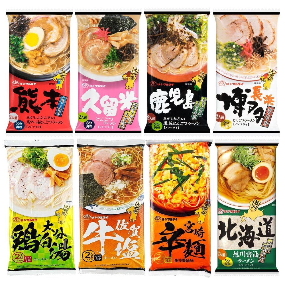 Japanese Instant Noodles Variety Pack | 8 Kinds Of Marutai Ramen Assorted | 2 Servings each | 16 servings in total | Yummy-Yamaguchi