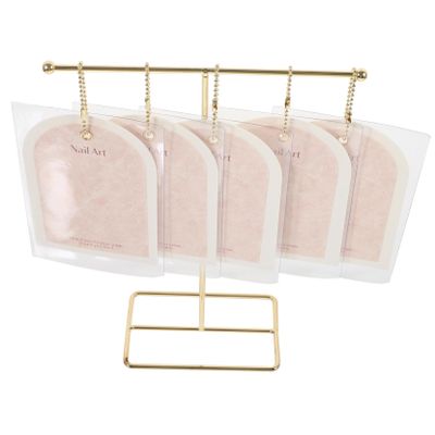 FRCOLOR Salon Nail Art Display Cards 1 Set Fake Nails Display Holder with T-shape Stand Manicure Tool Storage Stand