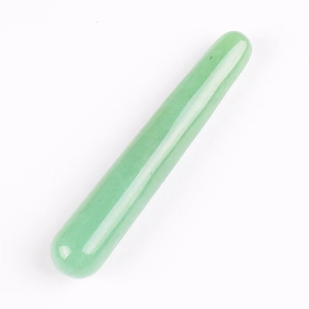 KAKAYE Massage Wand Yoni Natural Crystal Mineral Quartz Acupoint Pen Face Care Tool Relax Body Beauty Massagestick(Aventurine)