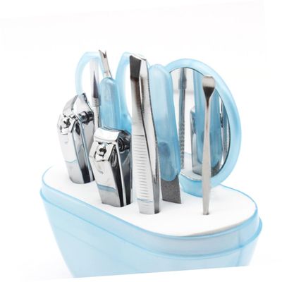 FRCOLOR 9pieces Stainless Steel Nail Clipper Kit with Eyebrow Scissors and Mirror Random Color Personal Care Set for Women for Travel and Outdoor Activities