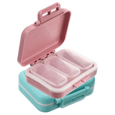 2pcs Sealed Portable Medicine Organizer Compartments Daily Storage for Travel Wallet and Backpack Cute Pill Case Design