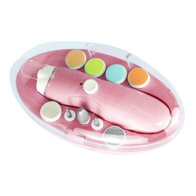 FRCOLOR Nail Grinder Set Multi-function Polish Sharpener for Adults Boy Girl and Pets Safe Quiet Durable Grinding Heads Pink