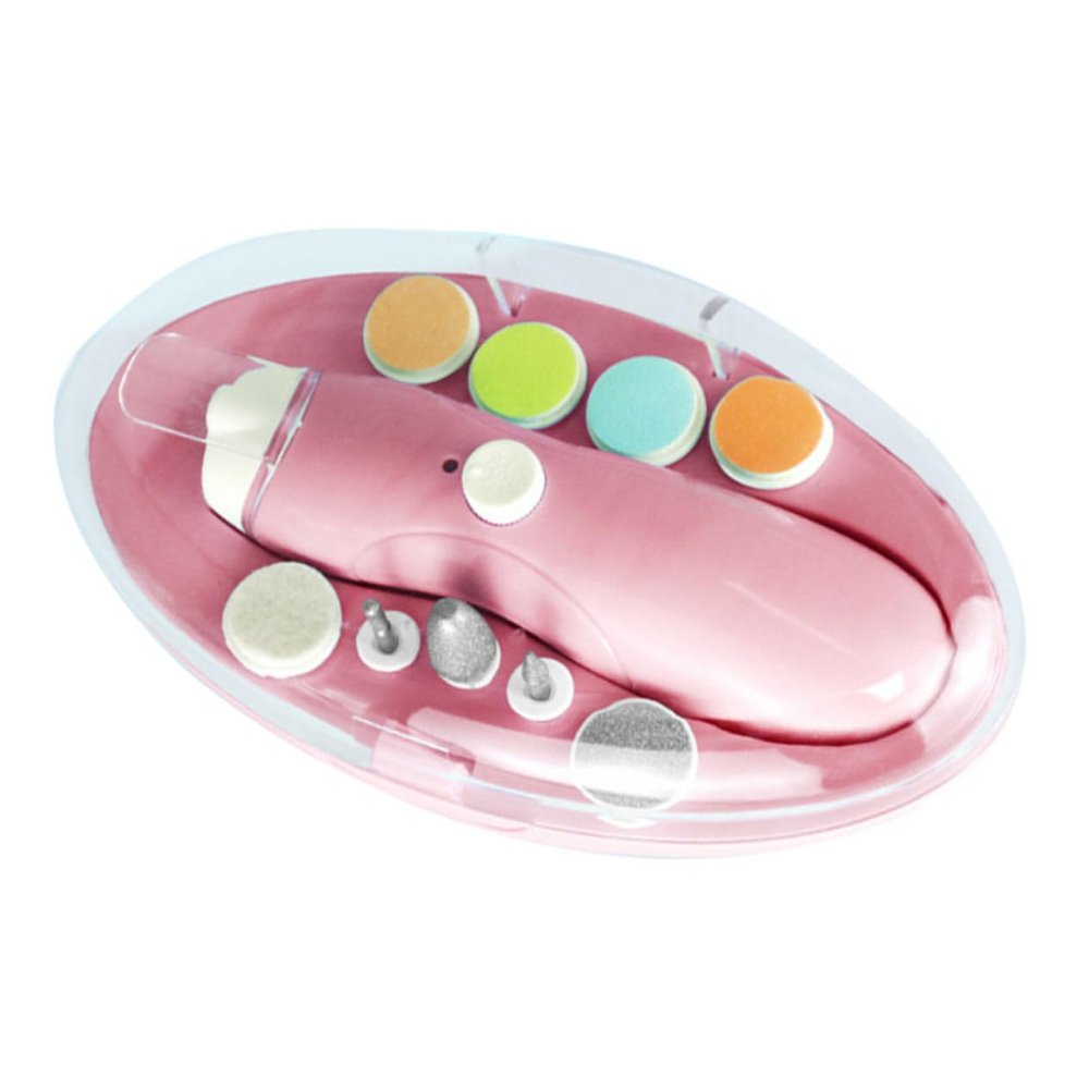 FRCOLOR Nail Grinder Set Multi-function Polish Sharpener for Adults Boy Girl and Pets Safe Quiet Durable Grinding Heads Pink