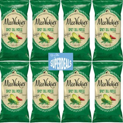 Kettle Cooked Potato Chips by Miss Vickie's Value Pack Bundled by SUPERDEALS | 1.375 Oz Bag | Spicy Dill Pickle | Pack of 8 with mystery bonus gift