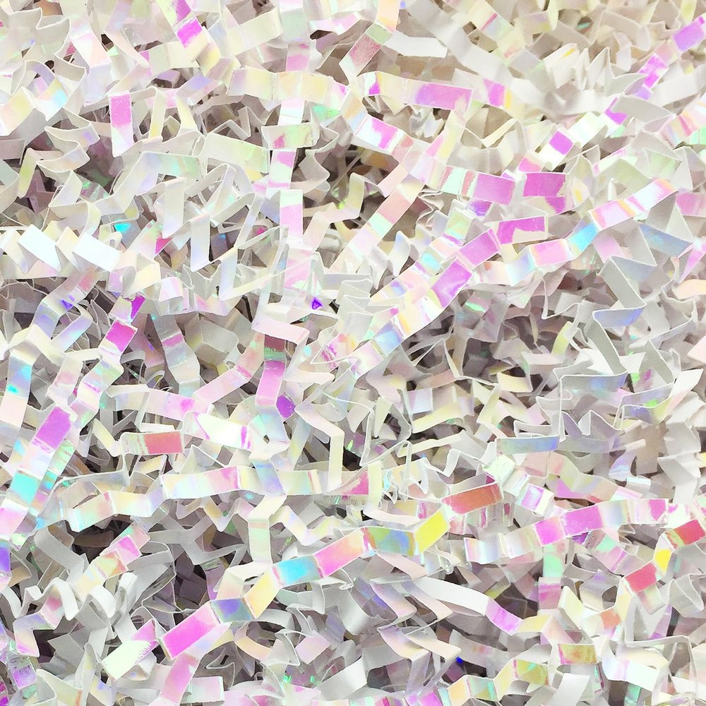 LDKGHE 4 oz Crinkle Cut Paper Shred Filler for Gift Wrapping Baskets Filling Box Birthdays Christmas Thanksgiving Easter Weddings Valentines Mother's Day Anniversaries (Diamond White)