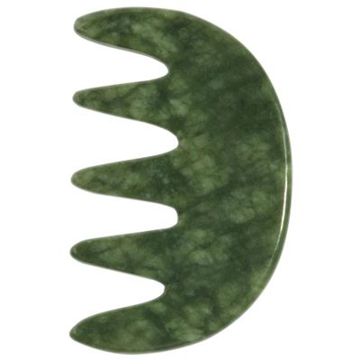 Baluue Jade Comb Natural Jade Scalp Therapy Tool for Relaxation and Acupoint Treatment Smooth and Polished Five-Tooth Design for Home and Travel Use
