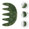 Baluue Jade Comb Natural Jade Scalp Therapy Tool for Relaxation and Acupoint Treatment Smooth and Polished Five-Tooth Design for Home and Travel Use view 2