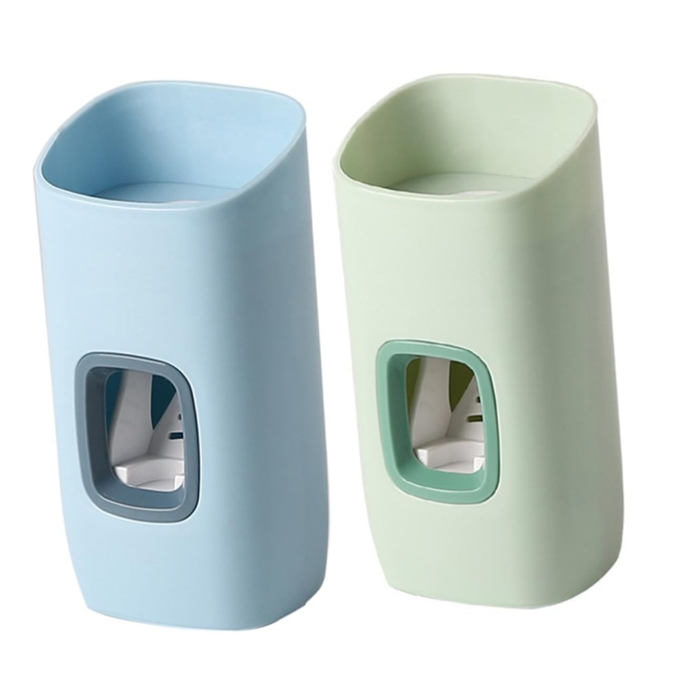 Beatifufu 2pcs Hanging Toothpaste Squeezer Dispenser Wall-Mounted No Punching Required Easy Control of Toothpaste Extrusion for Adults Set Blue Green