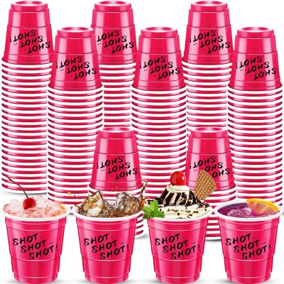 cssopenss 120 pcs Pink Plastic Shot Glasses 2 oz Hot pink shot cups Valentines Day shot glasses disposable for drinking Tastings served Snacks Jello Tastings and Samples